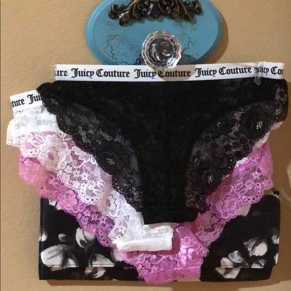 Juicy Couture 3 pair Lacy Cheeky Panties NWT 💕🖤 - Picture 4 of 5